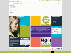 Afbeelding van de homepagina van de oude website van De Haagse Hogeschool.