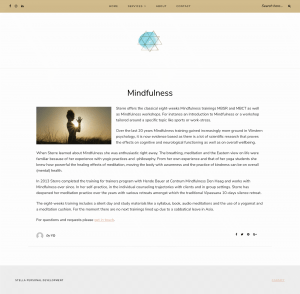 Webtekst met alle informatie over de mindfulness van Stella Personal Development.